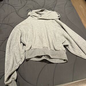 Aritzia TNA Gray Cropped Hoodie